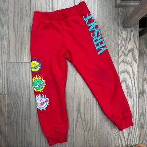 Versace Kids 6Y Red Logo Joggers Fun in the Sun! Cotton Sweatpants